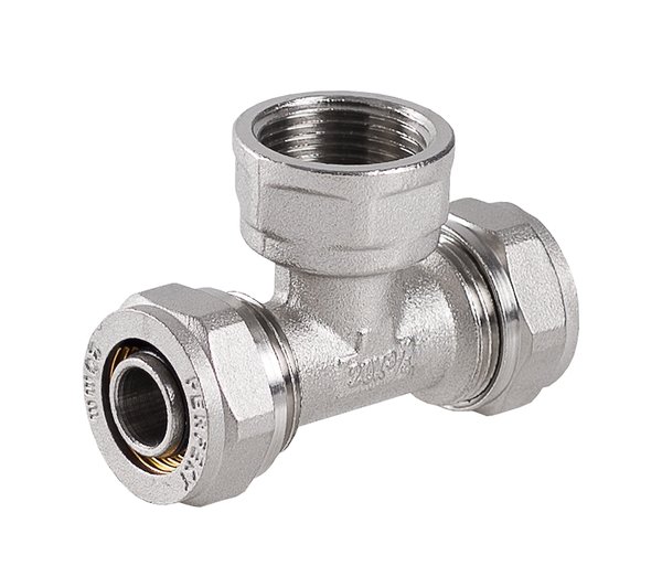 Trójnik PERFEXIM 709 mosiądz niklowany 16 mm x 1/2'' x 16 mm (zz x GW x zz)