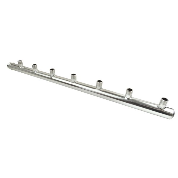 PHA-123 7-ob. rozdzielacz ze stali nierdzew. przyłączeniowy wodomierza/ciepłomierza nyplowy 1"GZx1/2"GZ (rozstaw100mm)PN10