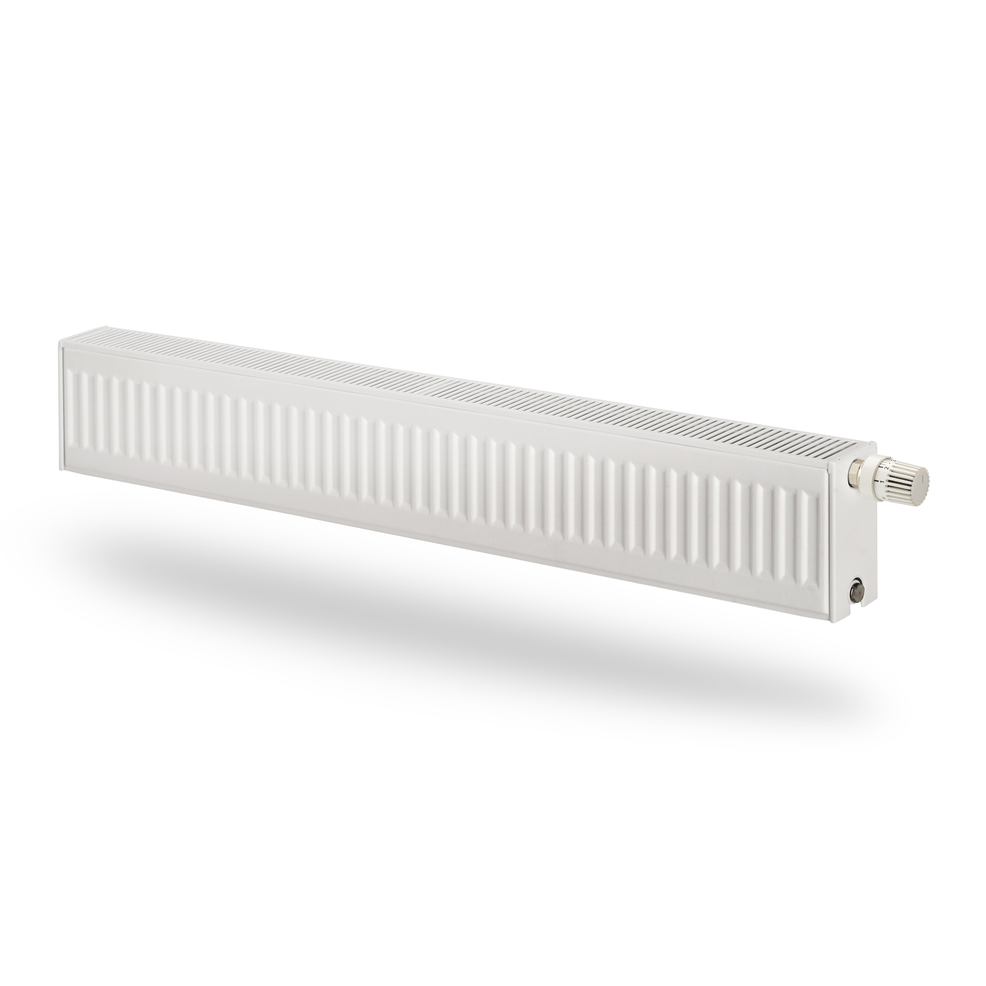 Grzejnik płytowy typ 21S PURMO Plint wym. 200 x 900 mm, kolor biały, moc 494 W, front Profilowany
