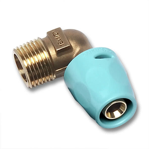 Kolano 90' SANHA 3fit Push Dwuczęściowy, Cu, 14 mm x 1/2'' (ww x GZ)