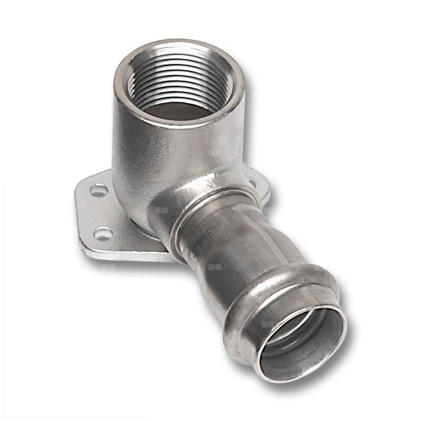 Kolano 90' SANHA NiroSan Press ścienne, stal nierdzewna (zielony), 15 mm x 1 1/2'' (zw x GW)