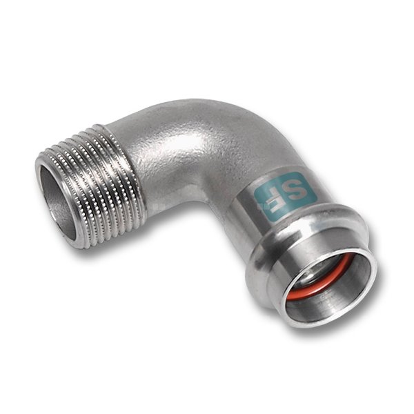 Kolano 90' SANHA NiroSan SF, stal nierdzewna, 15 mm x 1/2'' (zw x GZ)