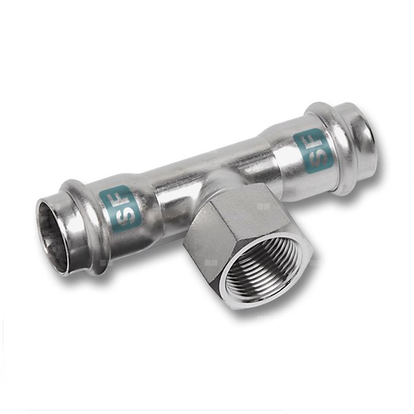 Trójnik SANHA NiroSan SF stal nierdzewna 54 mm x 3/4'' x 54 mm (zw x GW x zw)