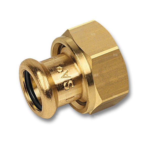 Półśrubunek SANHA PURAPRESS dwuczęściowy, Cu, 18 mm x 1'' (zw x nz)