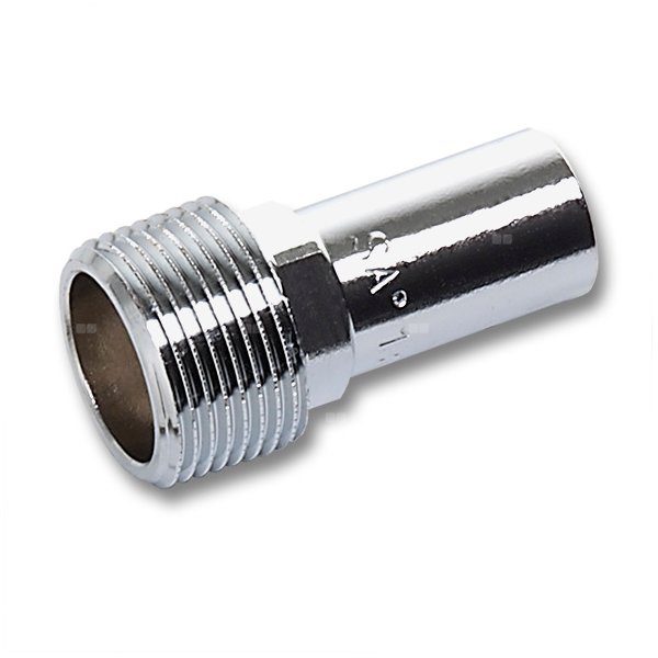 Nypel SANHA Press, miedź (chromowanie), 22 mm x 3/4'' (zz x GZ)