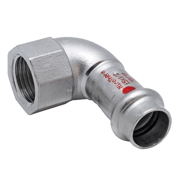 Kolano 90' SANHA NiroTherm Press, stal nierdzewna, 15 mm x 1/2'' (zw x GW)