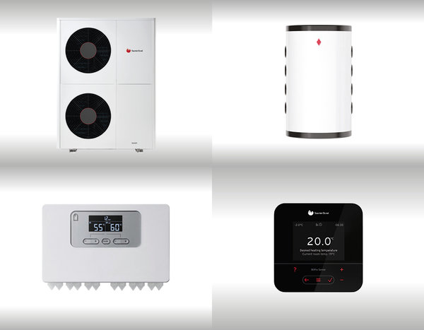 Pompa ciepła powietrzna powietrze-woda monoblok SAUNIER DUVAL GeniaAir HA 10-6 O 9.2 kW 400 V + Moduł komunikacji internetowej HPIM SD + Zasobnik buforowy VNR 100 + Regulator SRC 720