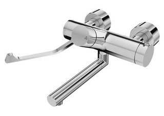 Armatura umywalkowa VITUS VW-AH-T, naścienna, wysięg 210 mm, z dźwignią łokciową, z termostatem