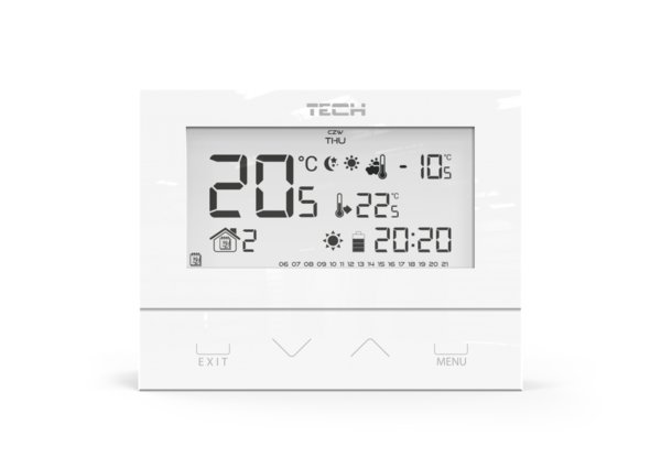 Przewodowy regulator pokojowy dwustanowy  (panel przedni ze szkła) biały, model ST-292 v3
