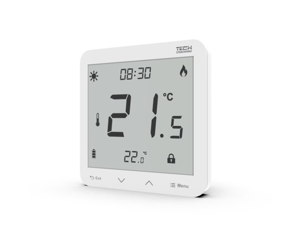 Przewodowy regulator pokojowy dwustanowy (panel przedni ze szkła) biały, model ST-297 v3