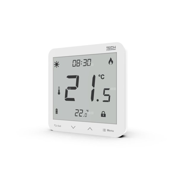 Przewodowy regulator pokojowy dwustanowy (panel przedni ze szkła) biały, model ST-297 v3