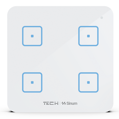 Włącznik czteropolowy Single WS-04, komunikacja bezprzewodowa TECH WTP, kolor Biały