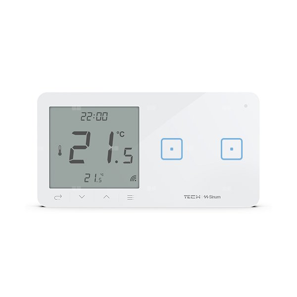 Regulator pokojowy + włącznik dwupolowy WSR-02P - PRAWA, komunikacja bezprzewodowa TECH WTP, kolor Biały