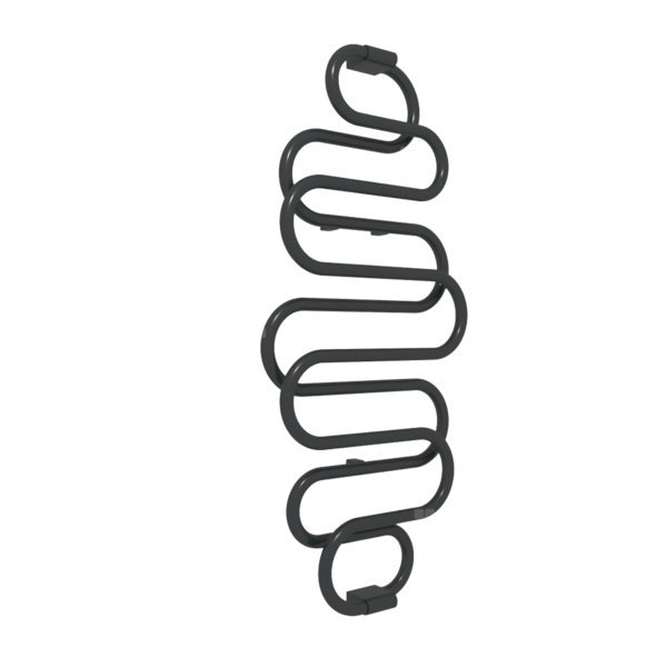 Grzejnik elektryczny TERMA PERŁA E 500 x 1360 mm, kolor czarny jak kruk RAL9005, moc 400 W, podłączenie EX, kabel spiralny z wtyczką 2,5m czarny
