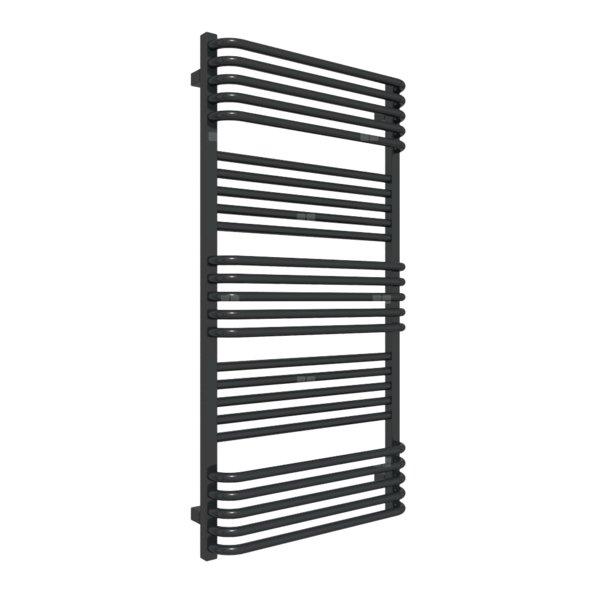 Grzejnik elektryczny TERMA POLA 600 x 1180 mm, kolor czarny głęboki mat RAL9005, moc 800 W, podłączenie E1, kabel prosty bez wtyczki z maskownicą