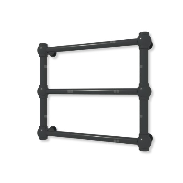 Grzejnik elektryczny TERMA RETRO 430 x 500 mm, kolor czarny jak kruk mat RAL9005, moc 120 W, podłączenie E1, kabel prosty z wtyczką czarny