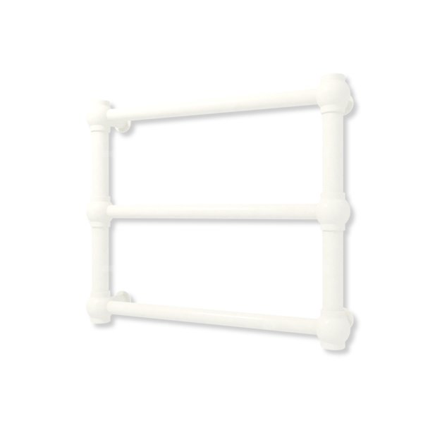 Grzejnik elektryczny TERMA RETRO 430 x 500 mm, kolor biały drogowy RAL9016, moc 120 W, podłączenie E1, kabel prosty bez wtyczki z maskownicą biały