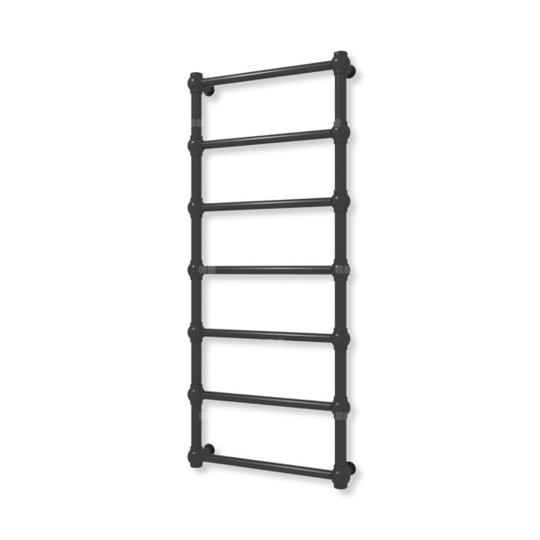 Grzejnik elektryczny TERMA RETRO 1170 x 500 mm, kolor czarny jak kruk mat RAL9005, moc 200 W, podłączenie E8, kabel prosty z wtyczką