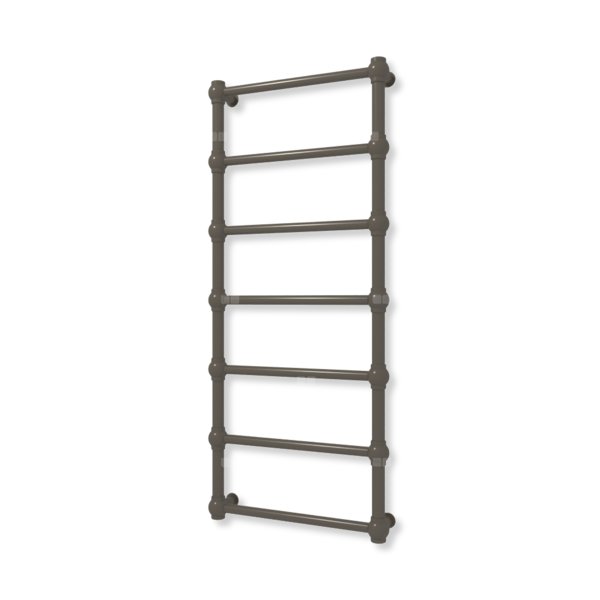 Grzejnik elektryczny TERMA RETRO 1170 x 500 mm, kolor ciemny brąz, moc 300 W, podłączenie E8, kabel prosty bez wtyczki z maskownicą szary