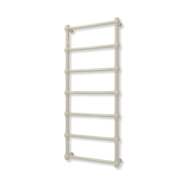 Grzejnik elektryczny TERMA RETRO 1170 x 500 mm, kolor kalifornijski beż, moc 300 W, podłączenie E8, kabel prosty bez wtyczki z maskownicą biały