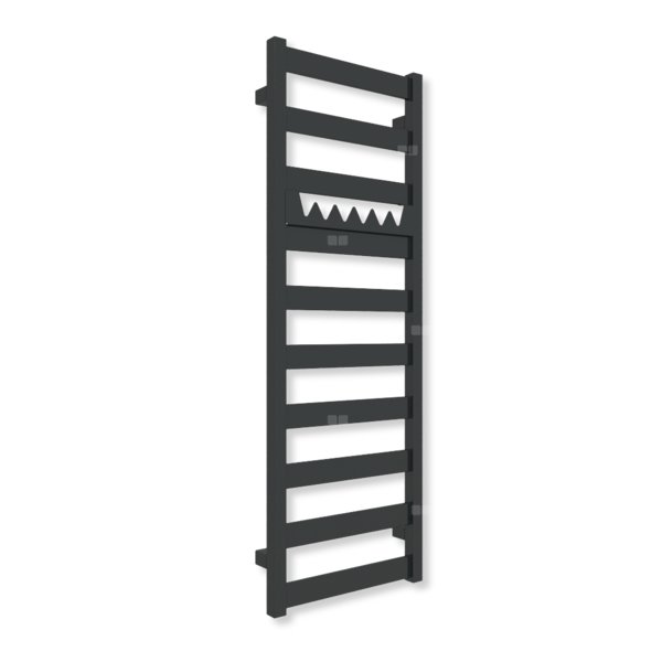 Grzejnik elektryczny TERMA VIVO 1150 x 400 mm, kolor czarny jak kruk mat RAL9005, moc 400 W, podłączenie E1, kabel spiralny z wtyczką