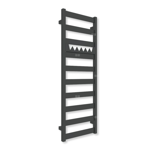 Grzejnik elektryczny TERMA VIVO 1150 x 400 mm, kolor czarny jak kruk soft, moc 400 W, podłączenie E1, kabel spiralny z wtyczką czarny