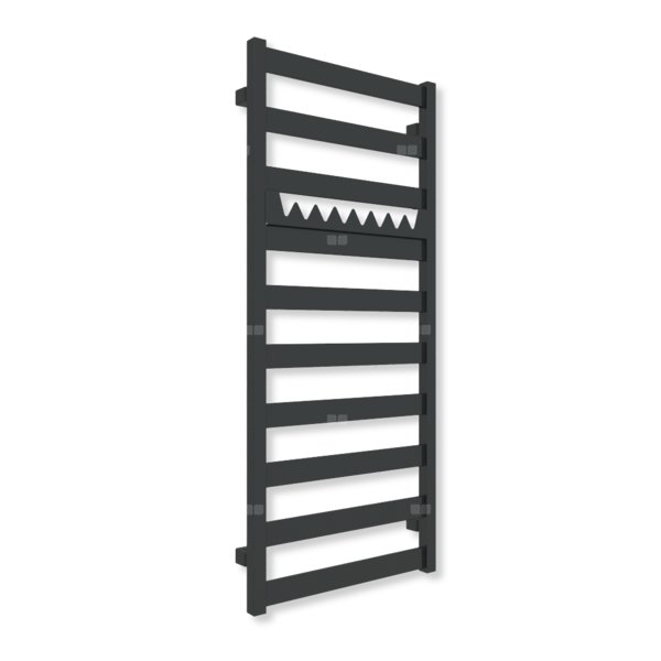 Grzejnik elektryczny TERMA VIVO 1150 x 500 mm, kolor czarny jak kruk mat RAL9005, moc 400 W, podłączenie E1, kabel spiralny z wtyczką czarny