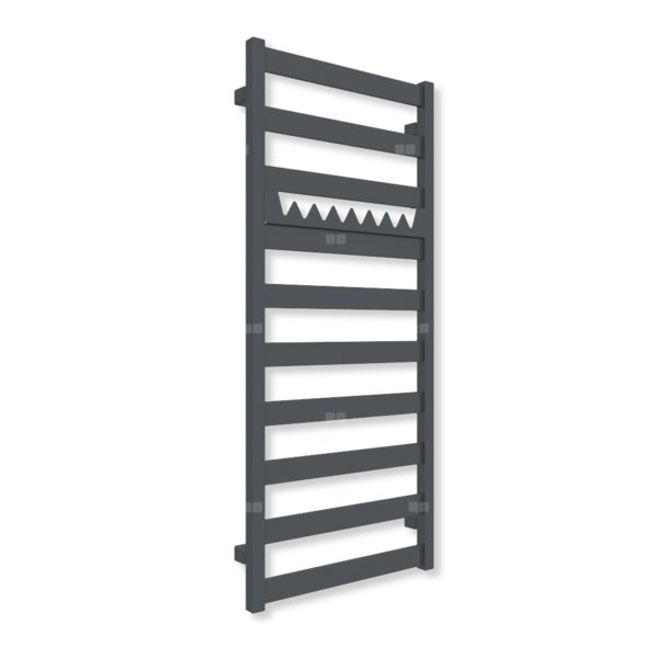 Grzejnik elektryczny TERMA VIVO 1150 x 500 mm, kolor metaliczna czerń, moc 400 W, podłączenie E8, kabel prosty bez wtyczki z maskownicą czarny