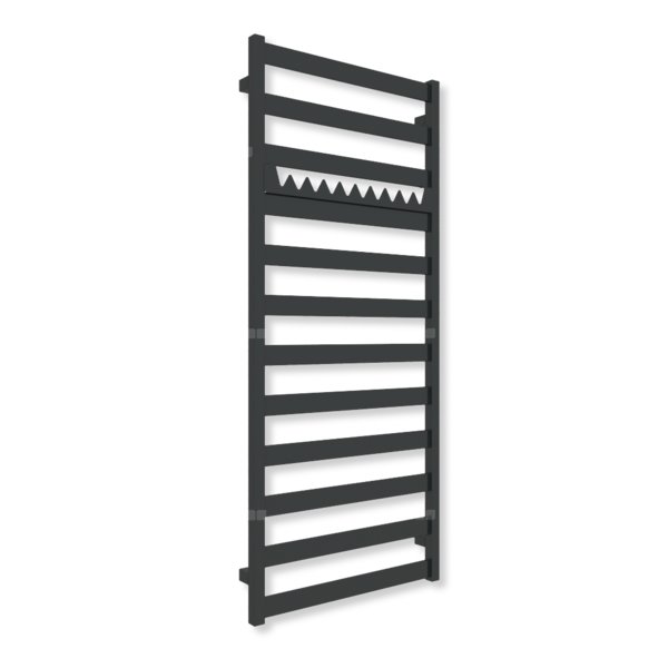 Grzejnik elektryczny TERMA VIVO 1390 x 600 mm, kolor czarny jak kruk mat RAL9005, moc 600 W, podłączenie E8, kabel spiralny z wtyczką czarny