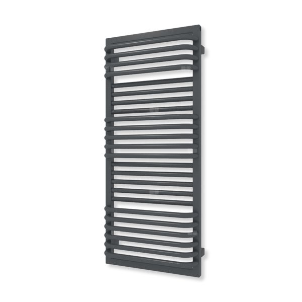 Grzejnik elektryczny TERMA POC 2 1040 x 450 mm, kolor metaliczny szary, moc 600 W, podłączenie ES, kabel spiralny z wtyczką srebrzysty