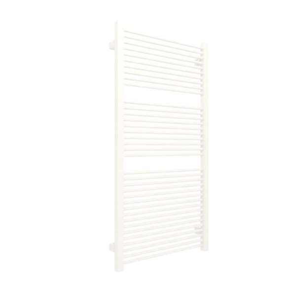 Grzejnik elektryczny TERMA MIKE 530 x 1035 mm, kolor biały drogowy RAL9016, moc 600 W, podłączenie E8, kabel spiralny z wtyczką biały