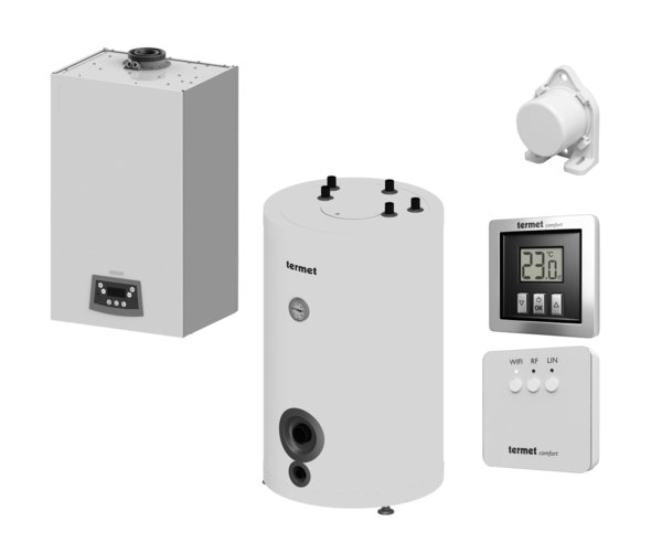 Pakiet: KOCIOŁ ECOCONDENS NEX 24 + ZASOBNIK SG PLUS 100 + SYSTEM COMFORT + CZUJNIK TEMP. ZEWN.