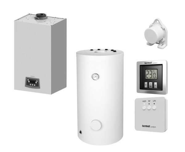 Pakiet: KOCIOŁ ECOCONDENS NEX 24 + ZASOBNIK SWK 100 + SYSTEM COMFORT + CZUJNIK TEMP. ZEWN.