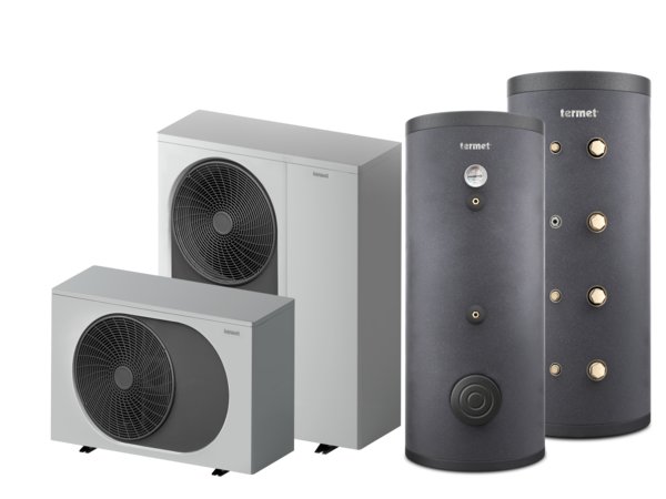 Pakiet 4 - Pompa ciepła powietrzna powietrze-woda monoblok TERMET Heat Gold 15 DC 12 kW 380 V + Zasobnik c.w.u. TERMET AQUA 300 + Zasobnik buforowy TERMET ENERGY 200