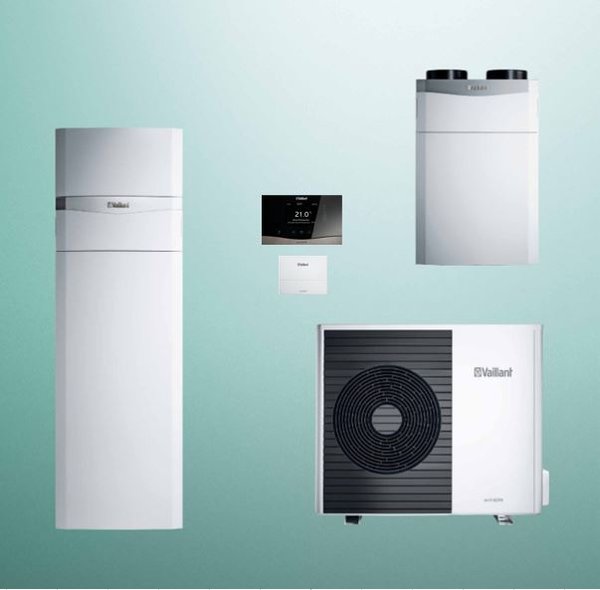 Pakiet Systemowy OZE - Pompa ciepła powietrzna powietrze-woda monoblok VAILLANT VWL 75/6A aroTHERM plus 7 kW 400 V + Centrala grzewcza uniTOWER VIH QW 190/6E + Moduł komunikacji internetowej VR 940f + Rekuperator recoVAIR VAR 360/4 + Regulator sensoCOMFORT VRC 720