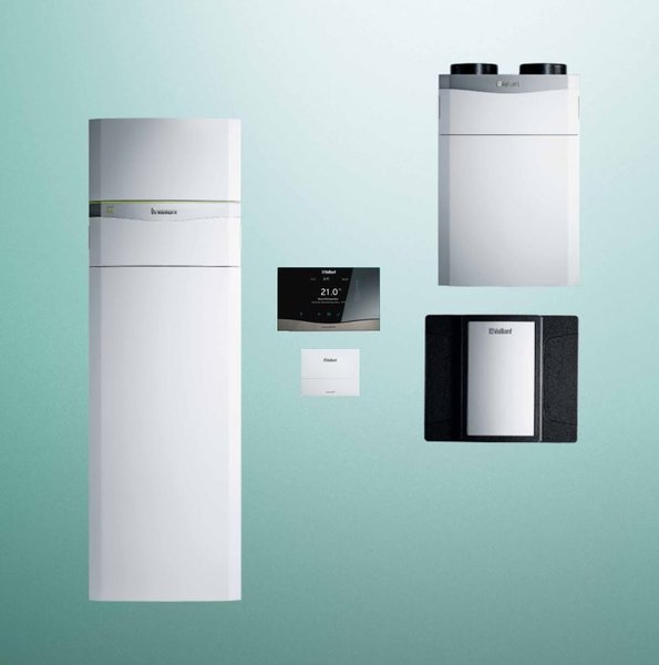 Pakiet systemowy OZE - Pompa ciepła gruntowa solanka-woda VAILLANT VWF 118/4 flexoCOMPACT 11.2 kW 400 V + Rekuperator recoVAIR VAR 360/4 + Regulator sensoCOMFORT VRC 720 + Moduł kaskadowy VR 32/3 + Moduł chłodzenia pasywnego VWZ NC 11/4 + Moduł komunikacji internetowej VR 940f
