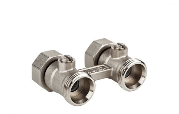 Moduł przyłączeniowy prosty VALVEX FUSION 4 mosiądz (niklowany) 3/4'' x 3/4'', rozstaw 50 mm do grzejników