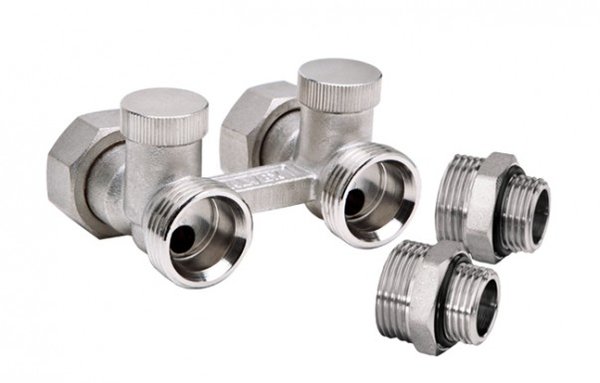 Moduł przyłączeniowy kątowy VALVEX FUSION 3 mosiądz (niklowany) 1/2'' x 3/4'' do grzejników
