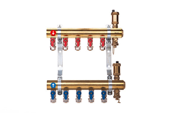 Rozdzielacz hydrauliczny VALVEX Proff K2 MINI-3 mosiądz (ocynk), odgałęzień: 3 (1/2''), do CO + zawory odcinające