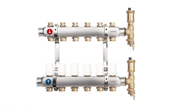 Rozdzielacz hydrauliczny VALVEX Base K4-3 stal nierdzewna, odgałęzień: 3 (3/4''), do CO + zawory termostatyczne