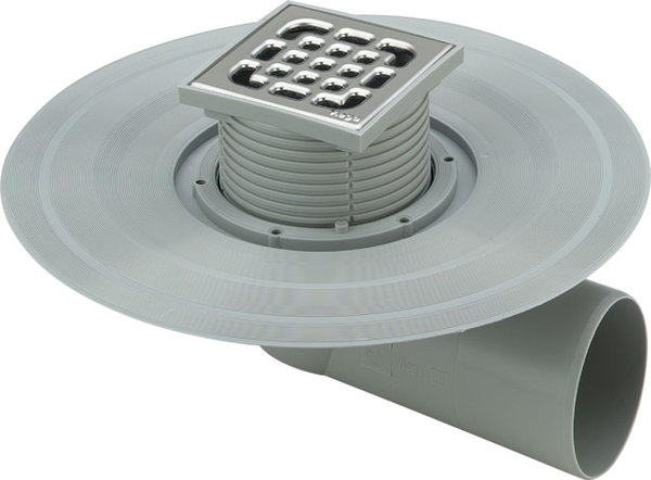 Wpust VIEGA 49432 z 1 przyłączem DN 70, odpływ pionowy, kratka 100x100mm tworzywo sztuczne