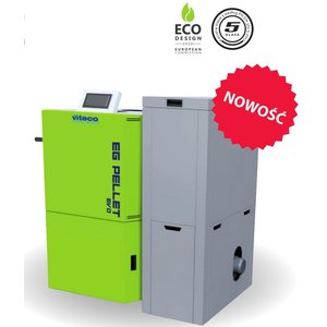 EG-PELLET 60 (kocioł na pellet o mocy 60 kW, z zasobnikiem pelletu o pojemności 368 litrów, wersja prawa, wyposażenie EVO PLUS, VITECO)