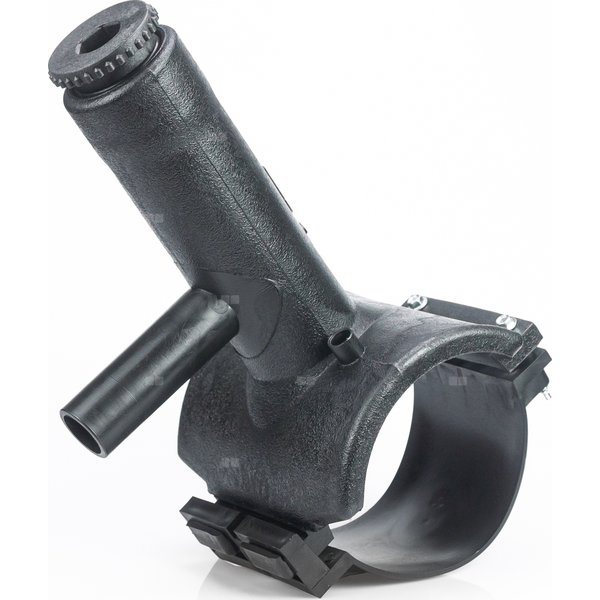 Trójnik siodłowy PE z nawiertką 63x 32 czarny z obejmą WEBA