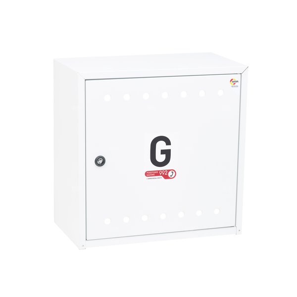 Skrzynka gazowa 450x450x250 naścienna, stalowa, z płaskim daszkiem, RAL 9003 biała (na gazomierz G4/G6 bez reduktora)