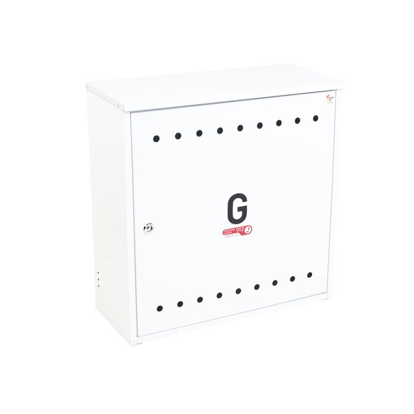 Skrzynka gazowa 600x600x250 naścienna, stalowa, ze skośnym daszkiem,RAL 9003 biała