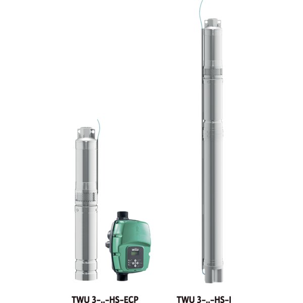 Pompa głębinowa 1-fazowa WILO Sub TWU 3.03-05-HS-ECP-B częstotliwość 50/60 Hz, moc 0.9 kW 10.4 A, prędkość obrotowa 8400 obr/min